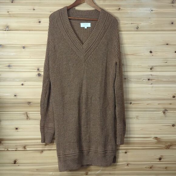 La Ligne Sweater Dress Womens Medium Brown 100% Merino Wool Made in Italy - Picture 1 of 11